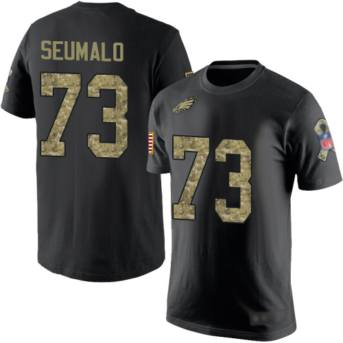 Men Philadelphia Eagles #73 Isaac Seumalo Black Camo Salute to Service NFL T Shirt